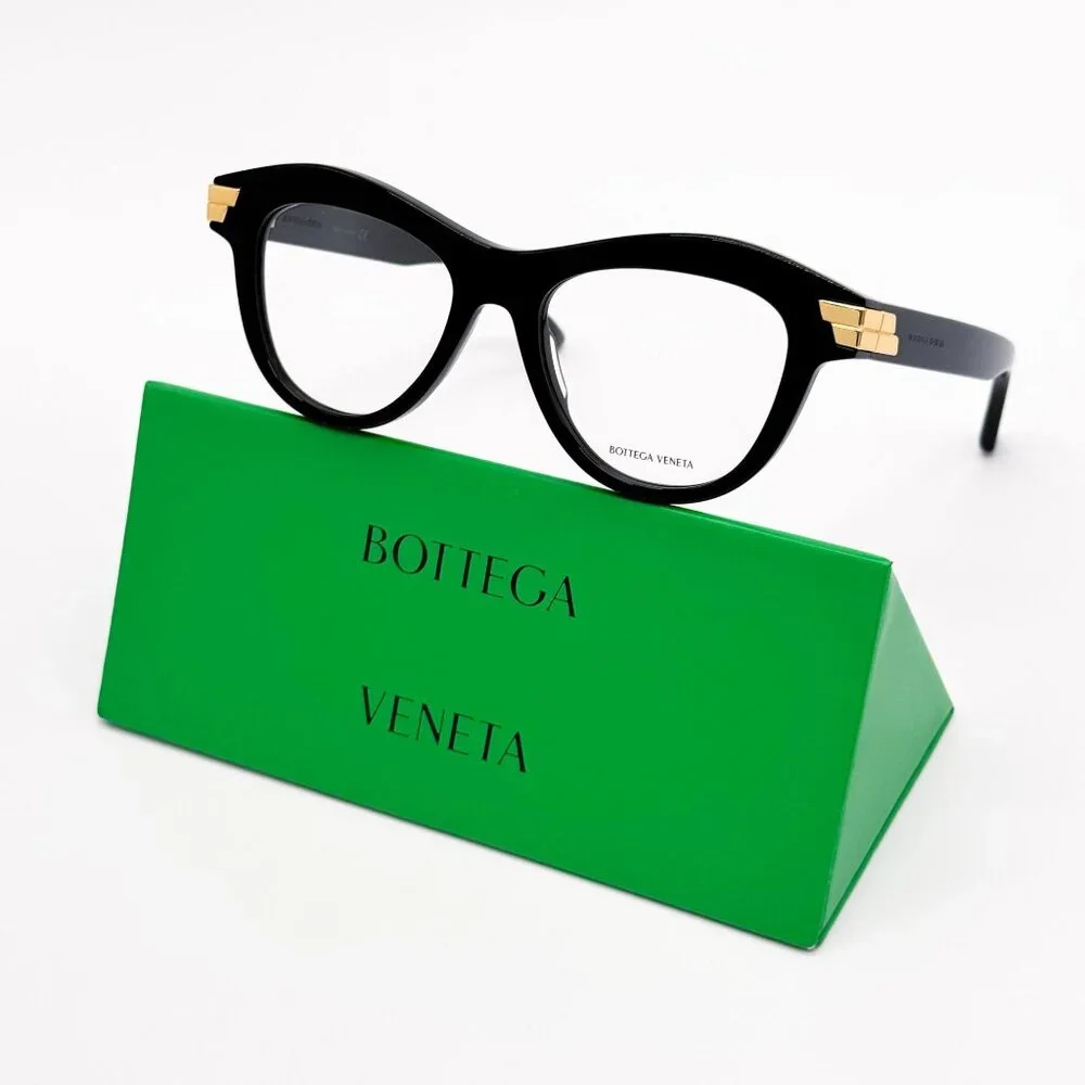 NEW BOTTEGA VENETA EYEGLASSES BV1105O 001 CAT EYE BLACK WOMEN EYEWEAR